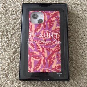NEW IN BOX Flaunt Apple iPhone 14 Phone Case - Pink Red Tan Tropical Theme